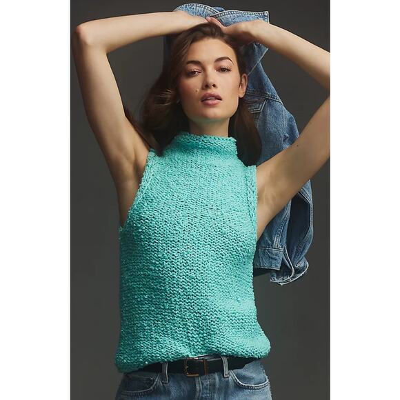 Anthropologie Pilcro Nautical Mock Neck Keyhole Sweater Tank XXS - Picture 1 of 9